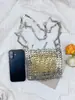 Bolso Pequeño Plateado Brillante Nuevo de Moda Ins Súper Popular Estilo Mismo de Blogger Bolso de Mano Metálico con Lentejuelas Nicho Bolso de Hombro Cruzado para Mujer