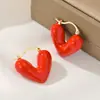 Pendientes de Moda Personalizados Pendientes de Corazón con Aceite Goteante para Mujer Diseño de Nicho de Gama Alta Pendientes de Corazón Rojo Melocotón Nuevo Estilo 2025