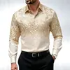 Camisa masculina lantejoulas roupas masculinas transfronteiriça masculina lapela manga longa traje formal camisa de manga longa estampa digital