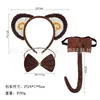 Festa a Fantasia de Halloween Headband de Animal Cabeça de Urso Veludo Macaco Orelhas Headwear Conjunto de Performance para Adultos e Crianças