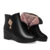 Zapatos de mujer otoño e invierno madre suela blanda botas cortas nuevas botas de cuña forrado de vellón zapatos cálidos de cuero zapatos de madre zapatos de cuero algodón