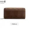 Nueva cartera tejida con patrón RFID transfronteriza para mujer, billetera larga multi-compartimento para libreta de ahorros, bolso de mano vintage de gran capacidad