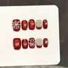 Yihe Llama Original Flor Roja Resplandor Fuegos Artificiales de Año Nuevo Arte de Uñas Hecho a Mano Brillante Festivo Estilo Nacional Pegatinas para Uñas Hechas a Mano
