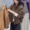 Jaqueta Curta de Algodão Acolchoada com Diamantes Estilo Coreano Outono/Inverno 2026 Feminina Solta Gola Alta Zíper Cardigan Casual Versátil Emagrecedor Outerwear