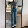 Jeans de otoño e invierno para mujer, forrados de polar, engrosados, de cintura alta, corte holgado, adelgazantes, pierna recta, con caída, pierna ancha, pantalones cálidos de invierno para uso en exteriores