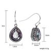 Nuevos Pendientes de Cristal Gota de Agua de Color Retro Europeo y Americano, Pendientes Brillantes y Versátiles para Mujer, Pendientes Populares de Lujo Ligero al Por Mayor