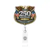 Insignia Conmemorativa del 250 Aniversario Americano Transfronterizo Portatarjeta Retráctil Colgante Regalo del Día de la Independencia
