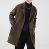 Casaco Trench de Lã Cashmere Dupla Face Estilo Novo Inverno 2025 Masculino Comprimento Médio Casual Solto Jaqueta