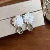 Aretes de Flor de Lentejuela Aguja de Plata Gota de Agua, Frescos y Dulces, Versátiles Aretes de Verano, Aretes Sencillos de Nicho de Alta Gama para Mujer