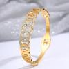 Pulsera Abierta de Acero Inoxidable de Cinco Anillos de la Suerte con Diamantes Completos para Mujer, Gama Alta, Lujo Ligero, Personalizada y Versátil de Acero de Titanio que No se Desvanece