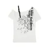 Camiseta Cropped Feminina Estilo Retro Americano Garota Picante Manga Curta de Um Ombro, Nova Estampa de Verão, Modelagem Justa, Top Versátil