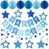 Set de Decoración de Fiesta Temática de Cumpleaños Multicolor Estrella de Cinco Puntas Espiral Panal Banderín