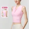 Fornecimento Direto da Fábrica Colete sem Mangas com Decote V e Amarração Cruzada com Bojos Embutidos, Cropped de Cintura Alta para Fitness, Cropped Sexy