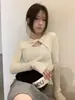 Top de punto de manga larga estilo coreano IMISS con diseño de nudo para mujer, nueva colección otoño 2026, corte ajustado, favorecedor y versátil