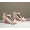 21 Factory Modelo Nuevo Transfronterizo 4445464748 Tacón Grueso Zapatos de Mujer Talla Grande Bloque de Color Estilo de Comercio Exterior Zapatos de Calle Entrega Directa de Fábrica