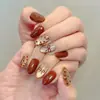Dia dos Namorados Rosa Suave e Amarelo Estampa de Leopardo Olho de Gato Curto Oval Limpo e Branco Europeu e Americano Estilo Ins Adesivo de Nail Art