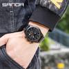 Sanda Cruzamento Novo Seis Pinos Fresco Mostrador Grande Água Três Olhos Pulseira de Relógio Masculino Moda Relógio Masculino