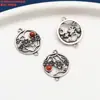 Plata de Ley Piedra Incrustada Zafiro Ágata Palabra Feliz Calabaza Flor Pequeña Calabaza Colgante Accesorios Retro Viejo Bricolaje Materiales Hechos a Mano