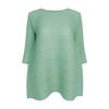 Diseño Simple de Primavera 2026 Estilo Básico Manga Tres Cuartos Cuello Redondo Top para Mujer Plegable Ajuste Holgado Ropa para Mujer