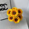 Girassol Artificial Flor Falsa Decoração Flor Falsa Paisagismo Material DIY Flor Artificial Buquê de Girassol com 7 Flores