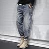 Marca de moda Crane Jeans para hombre Primavera y Otoño Rectos Sueltos Costuras Moda Tendencia Guapo Casual Elásticos Pantalones Harem