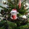 Producto Nuevo Transfronterizo Taza Creativa Acrílica Plana Lindo Gato Colgante de Navidad Colgante Decoración Navideña