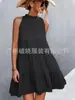 Nuevo Vestido sin Mangas Estilo Chaleco de Cuello Redondo con Volantes y Pliegues Holgado para Mujer - Primavera y Verano 2024 - Amazon Europeo y Americano