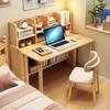 Escritorio Plegable de Madera Maciza con Librero Integrado Retráctil Escritorio de Estudio para Niños Dormitorio Apartamento Pequeño Escritorio para Computadora Escritorio de Oficina