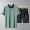 Estilo Nuevo de Verano Camisa Polo Sin Costuras de Seda de Hielo para Hombre de Manga Corta Moda Casual Traje Deportivo Camiseta de Manga Corta con Cuello para Personas de Mediana Edad y Mayores