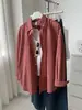 Camisa a cuadros rojos de manga larga para mujer, con bordado de salchicha de colores brillantes estilo vintage, corte holgado, cuello grande, chaqueta tipo camisa, top de otoño