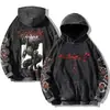 Sudadera Berserk para Hombre Estampado Gótico Sudadera Lavada Retro Hip-Hop Streetwear Algodón Harajuku