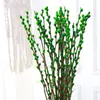 Salgueiro Prateado Flor Real Galho Fresco Flor Seca Ornamento Planta Verde Hidropônica de Interior Ano Novo Balde Vermelho da Sorte Flor Atrai Sorte Véspera de Ano Novo Planta em Vaso