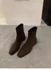 Botas de Moda de Gamuza con Tacón Grueso para Mujer 2026 Otoño/Invierno Nuevas Botinetas, Fáciles de Combinar, Elegantes Botas Ajustadas, Botines Cortos de Moda para Mujer