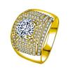 Anillo de compromiso de diamantes con incrustaciones de circonitas de lujo de gran venta dominante, anillo de diamantes completo de moda europea y americana con incrustaciones de circonitas micro.