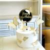 Tarjeta de pastel acrílica con estampado de mariposas de feliz cumpleaños con dorado estilo transfronterizo. Decoración de pastel con mariposas.