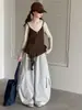 Conjunto de ropa de otoño para niñas: Conjunto de dos piezas para niñas: top tipo camiseta de manga larga con empalme de imitación de dos piezas y pantalones casuales, moderno