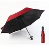 Paraguas plegable de 3 pliegues, resistente al viento, automático, autoabrible, color sólido negro, creativo, regalo, paraguas publicitario de negocios, logo personalizado