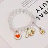 Pulsera de Cristal con Perlas de Canela para Mujer, Estilo Coreano Fresca y Linda, Doble Capa, Pulsera Sencilla Estilo Bosque para Mejor Amiga Estudiante