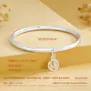 Pulsera de Nube de la Fortuna de Plata de Ley para Mujer Plata Pura 9999 Estilo Chino Colgante Simple de la Fortuna Pulsera Retorcida Regalo para Novia