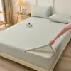 Nueva falda de cama de seis lados completamente cerrada color liso algodón original tela gruesa vieja falda de cama transpirable capa única cubierta de colchón completamente cerrada