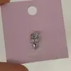 Brinco Stud Ossículo de Titânio para Gatinho Fofo com Laço de Diamante Rosa e Design do Gato Kt, Ear Cuff de Design de Moda de Nicho