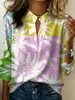 Camisa casual de mujer con cuello en V, corte holgado y estampado, transfronteriza de Amazon Europea y Americana