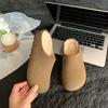 Sapatos Burkan Baotou Retrô Francês Feminino Inverno 2024 Forrados com Lã Novos Solado Macio Casuais Combinam com Tudo Meias de Casa Meio Aberto Casuais