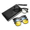 6233 Conjunto de Óculos de Sol Magnéticos Clip-On Três em Um para Homens, Óculos de Sol Polarizados para Mulheres, Armações para Óculos de Grau com Haste de Pino Cp