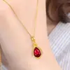 Nuevo Collar Rojo de Douyin para Mujer, Collar para Clavícula, Collar con Colgante, Simple y Versátil, Elegante Collar de Regalo para Mejores Amigas