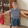 Camisa a Cuadros para Niña 2026 Verano Nueva Estilo Coreano Infantil Sin Mangas Corta Bebé Casual Versátil Top