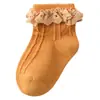 Calcetines para Bebé 2026 Primavera y Otoño Algodón Peinado Transpirables Para Niña Calcetines de Princesa para Danza Calcetines de Encaje Sin Costuras