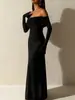 Vestido Elegante de Malla de Alta Calidad para Mujer 2025 Primavera Nuevo Sexy Hombro Bocamanga Manga Larga Vestido Ajustado a la Cadera