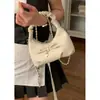 Bolsa de Mão Texturizada de Nicho Estilo Francês para Mulheres, Bolsa Tote Pequena, Novo Modelo 2026, Bolsa Meia-Lua Plissada, Bolsa Transversal com Corrente no Ombro