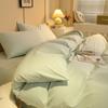 Juego de cuatro piezas de algodón lavado de color sólido, kit de cama de dos piezas con lijado engrosado, juego de tres piezas para dormitorio de estudiantes, sábana, funda nórdica